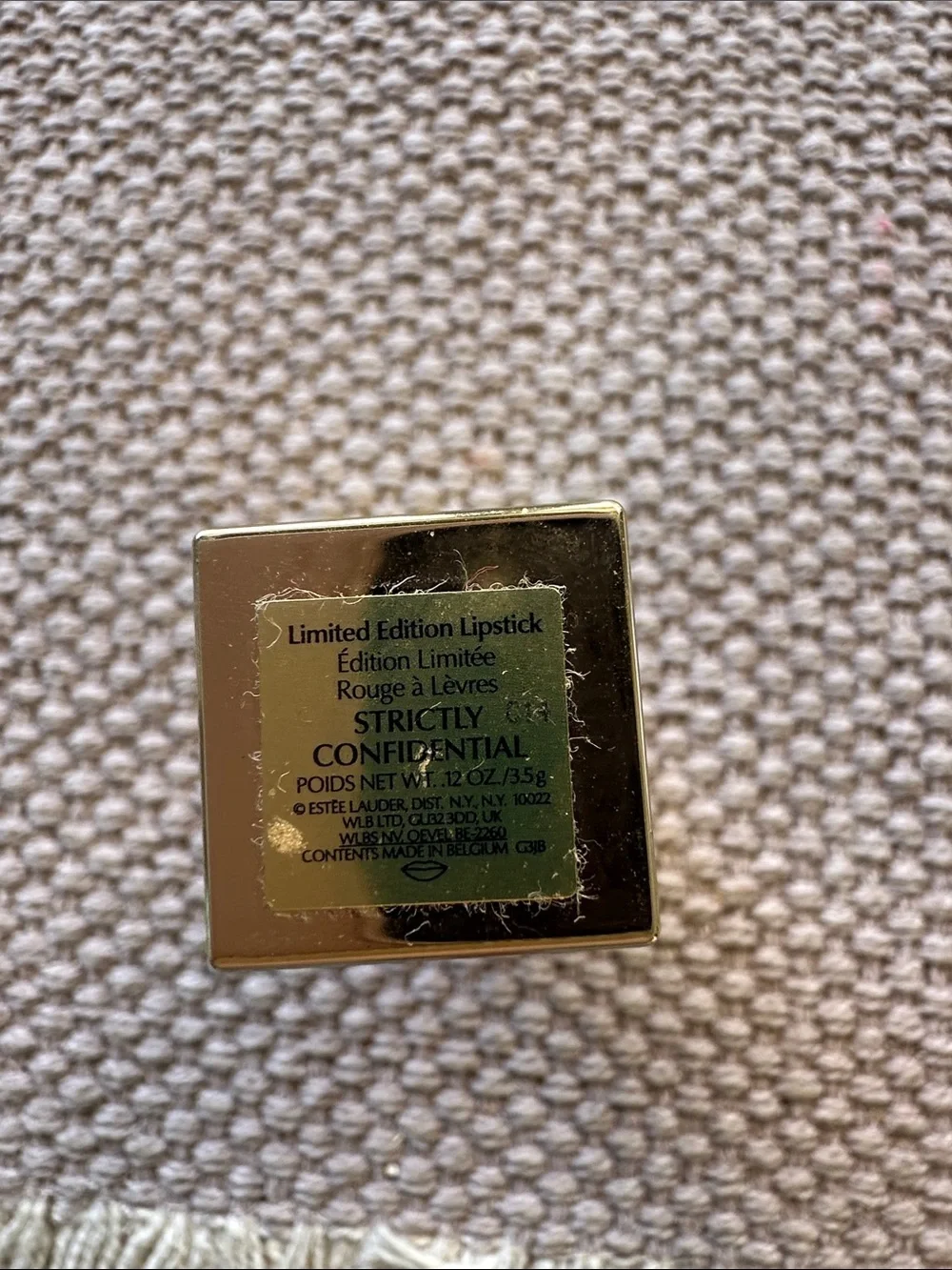 Estee Lauder Gold-Tone Lipstick Case with Etched Art Deco Pattern
